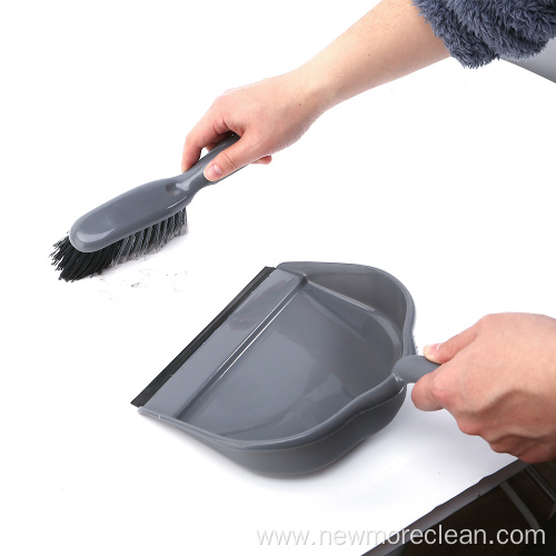 Plastic Brush and Dustpan Set with Rubber Edge